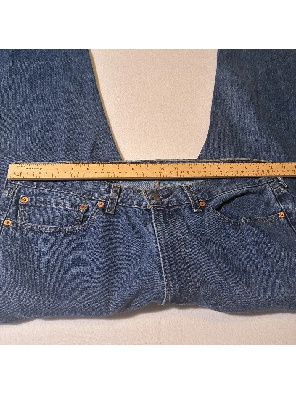 Levi's Original 505 Regular Fit Straight Leg Men's Blue Jeans 38 x 30 Blue Denim